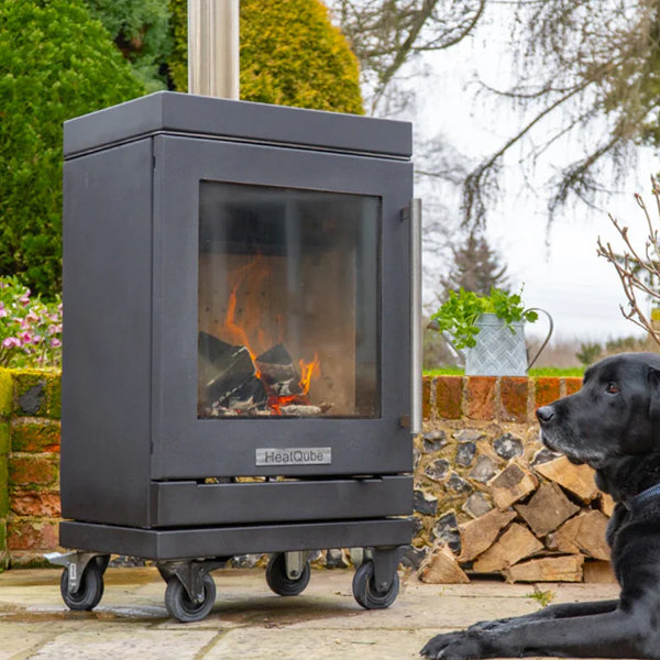 BBQube HeatQube Outdoor Wood Burning Heater With Wheels