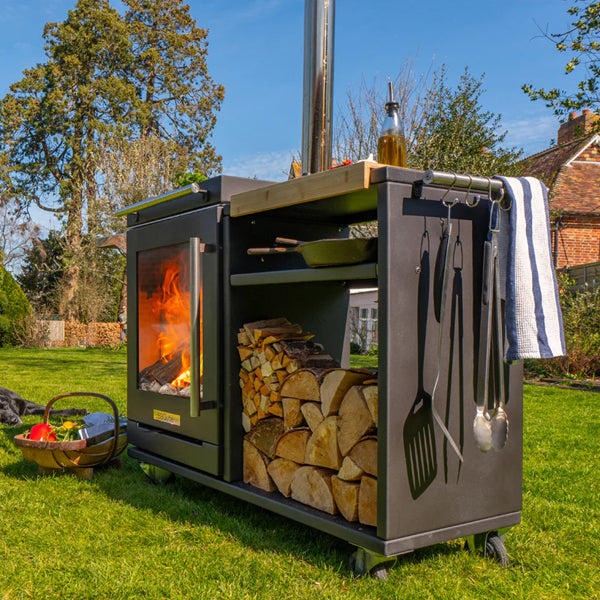 BBQube Outdoor BBQ and Heater With Log Store