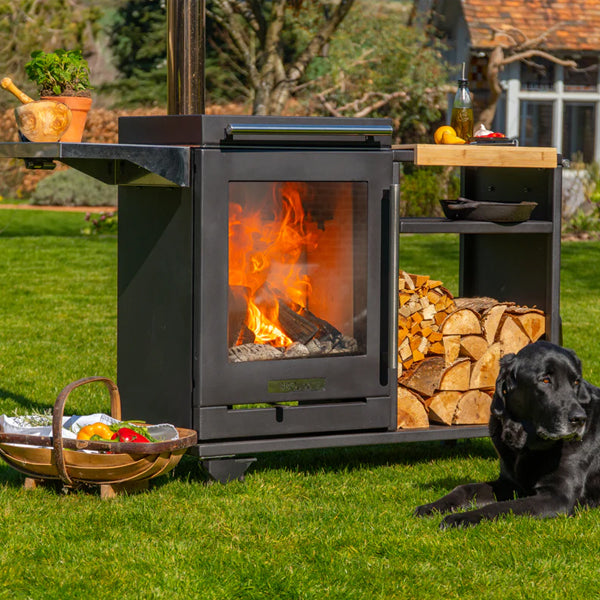 BBQube Outdoor BBQ and Heater With Log Store