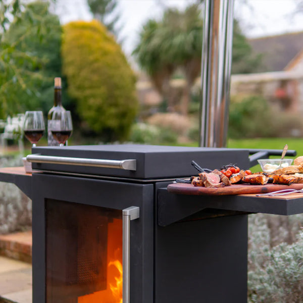 BBQube Outdoor BBQ and Heater With 2 Wheel Base