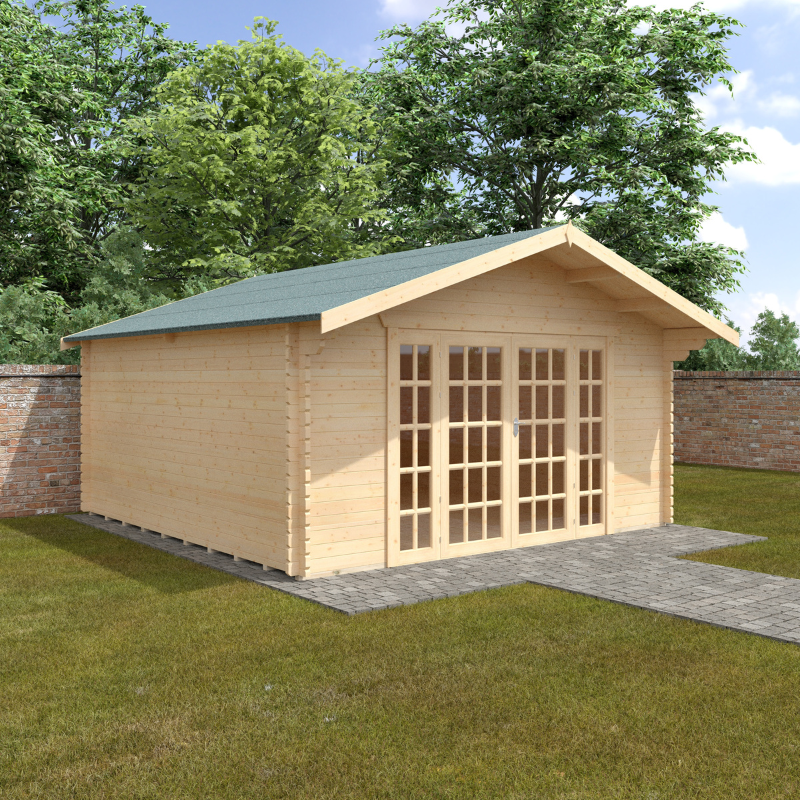 Woodlands The Balmoral Apex Log Cabin - 12ft x 16ft (44mm) Woodlands