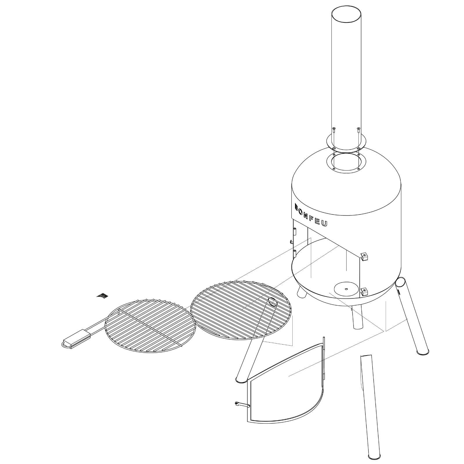 Bonfeu Bonbono Garden Chiminea Fireplace - Black/Corten