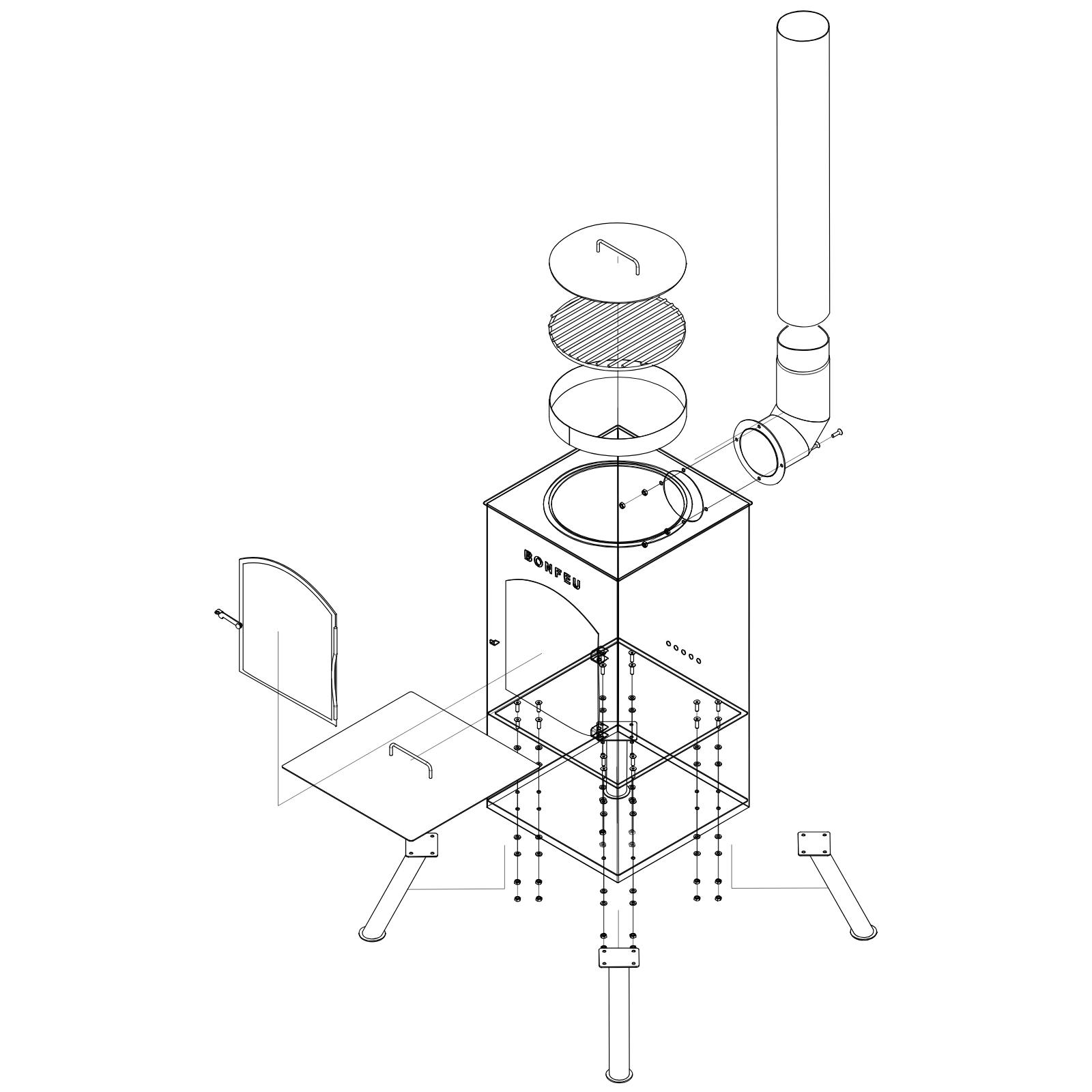 Bonfeu Boncarré Outdoor Chiminea Fireplace - Black/Corten