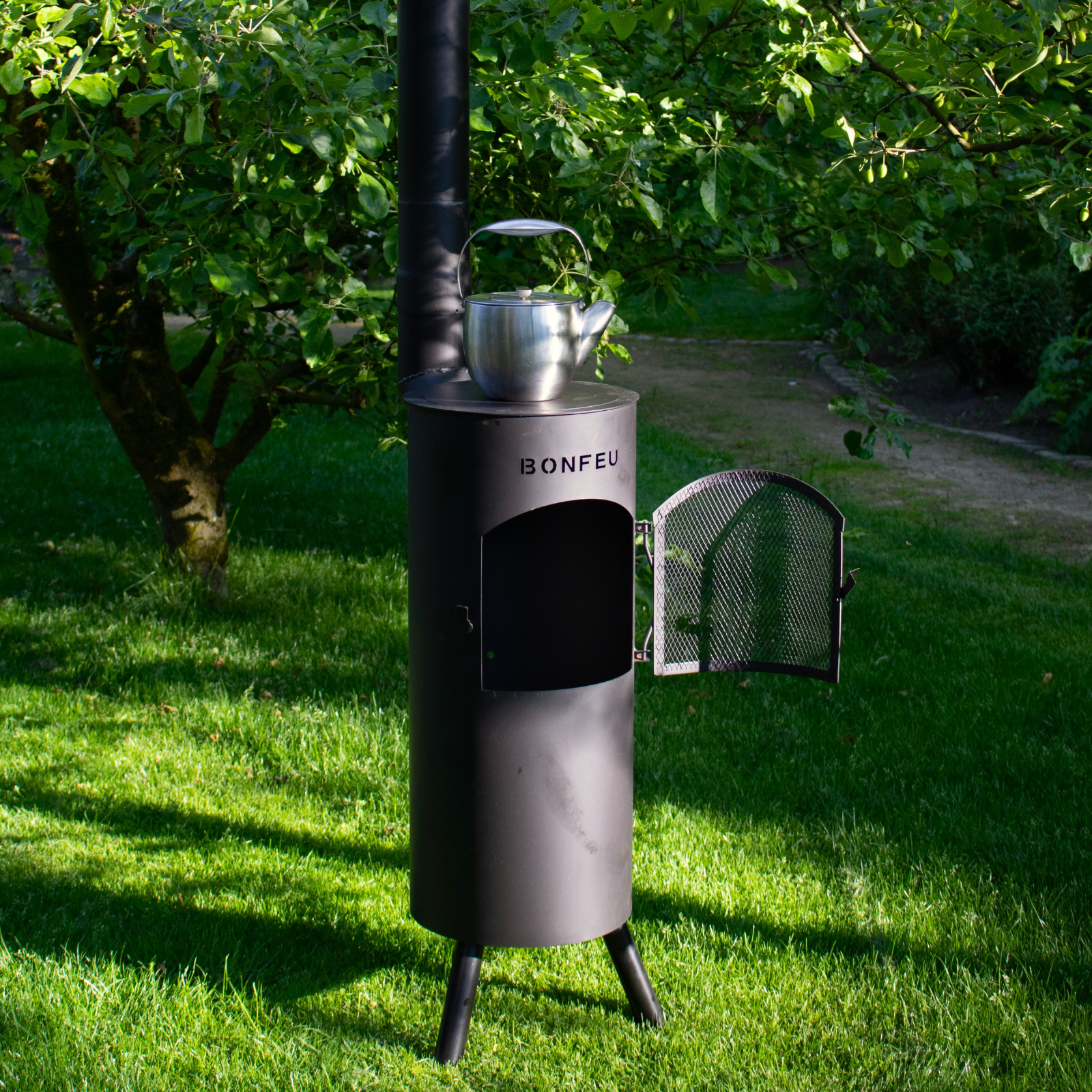 Bonfeu Bongiano LP Outdoor Chiminea Cooker - Black/Corten