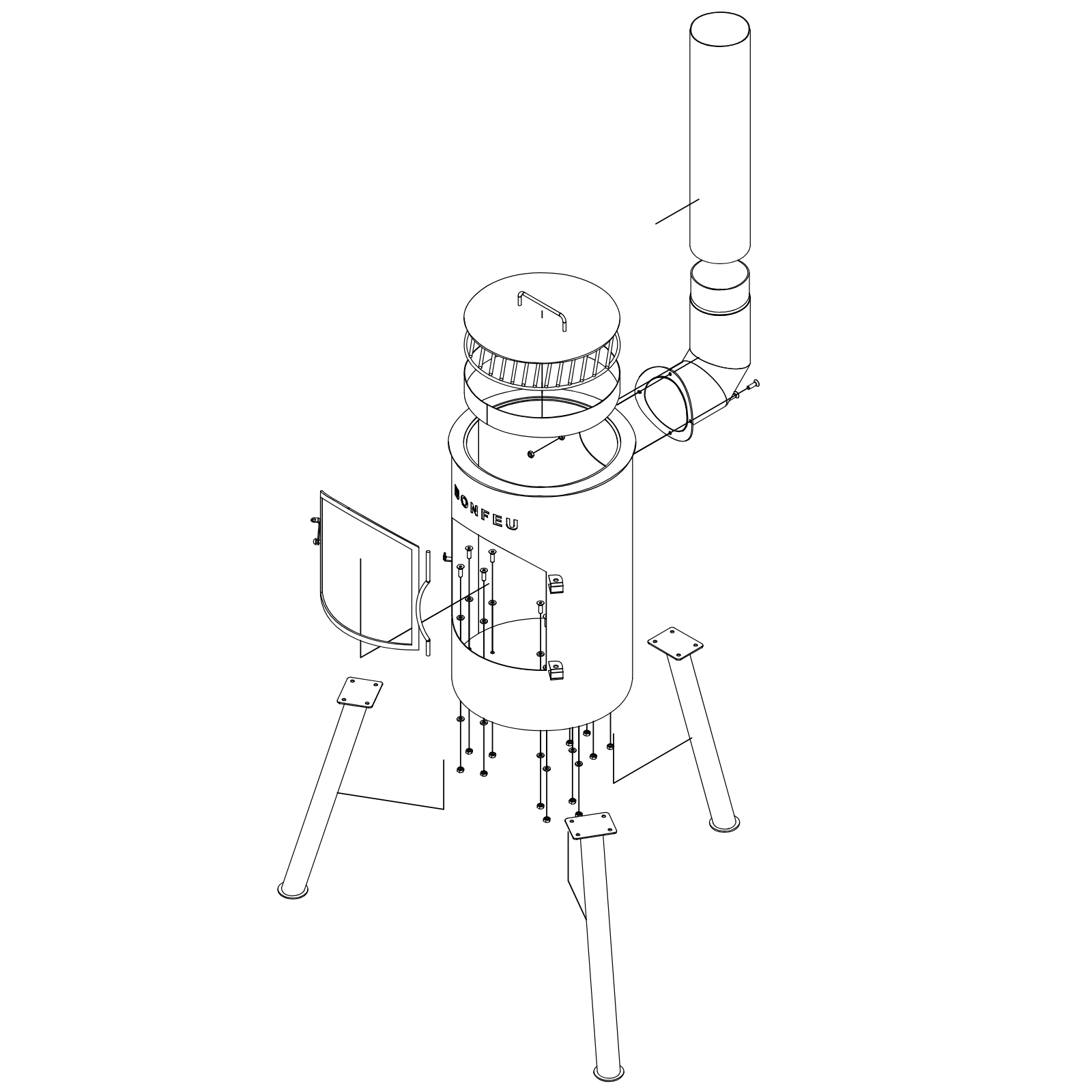 Bonfeu Bongiano SP Outdoor Chiminea Cooker - Black/Corten