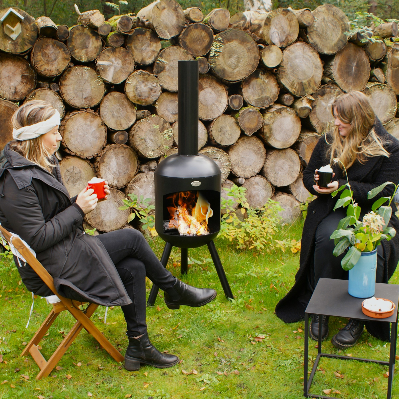 Bonfeu Bonselo Outdoor Chiminea Fireplace - Black