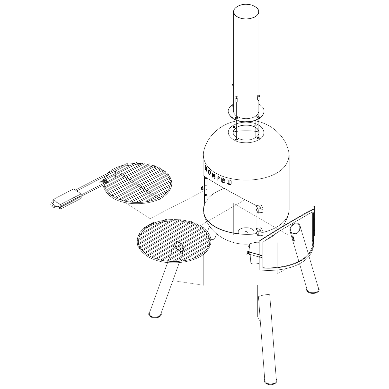 Bonfeu Bonsolo Outdoor Chiminea Fireplace - Black/Corten