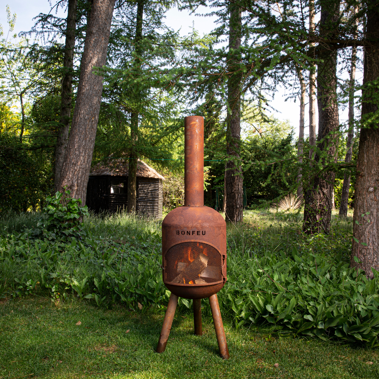 Bonfeu Bonsolo Outdoor Chiminea Fireplace - Black/Corten
