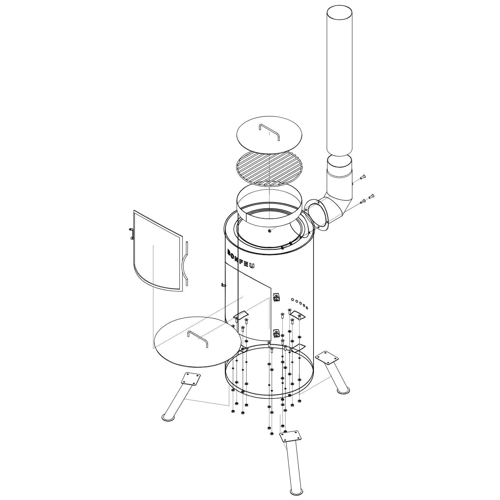 Bonfeu Bontino LP Outdoor Chiminea Fireplace - Black/Corten
