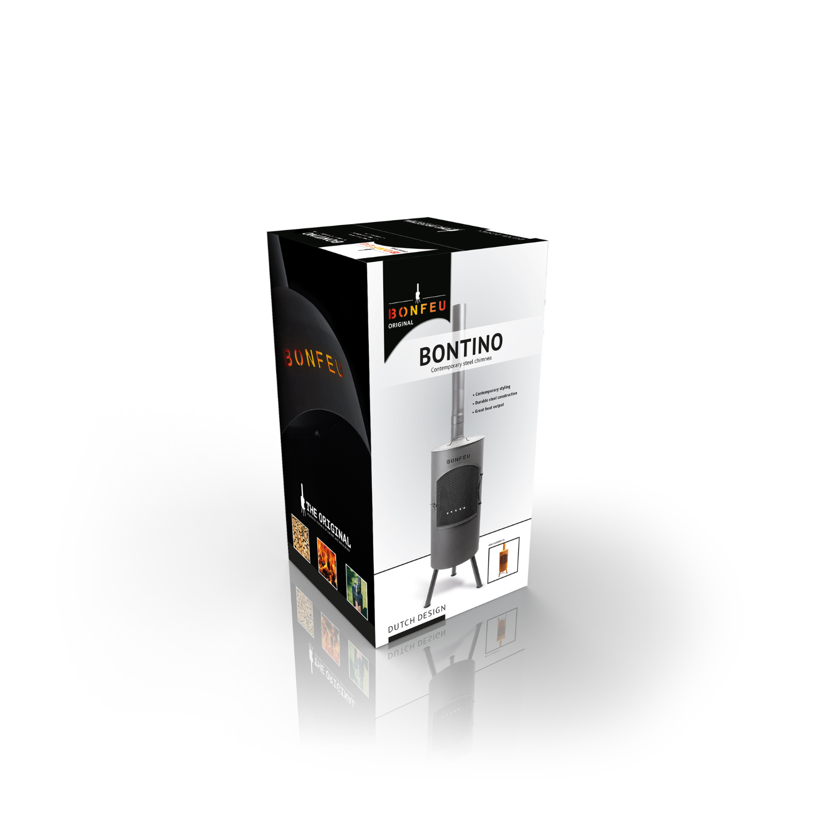 Bonfeu Bontino LP Outdoor Chiminea Fireplace - Black/Corten