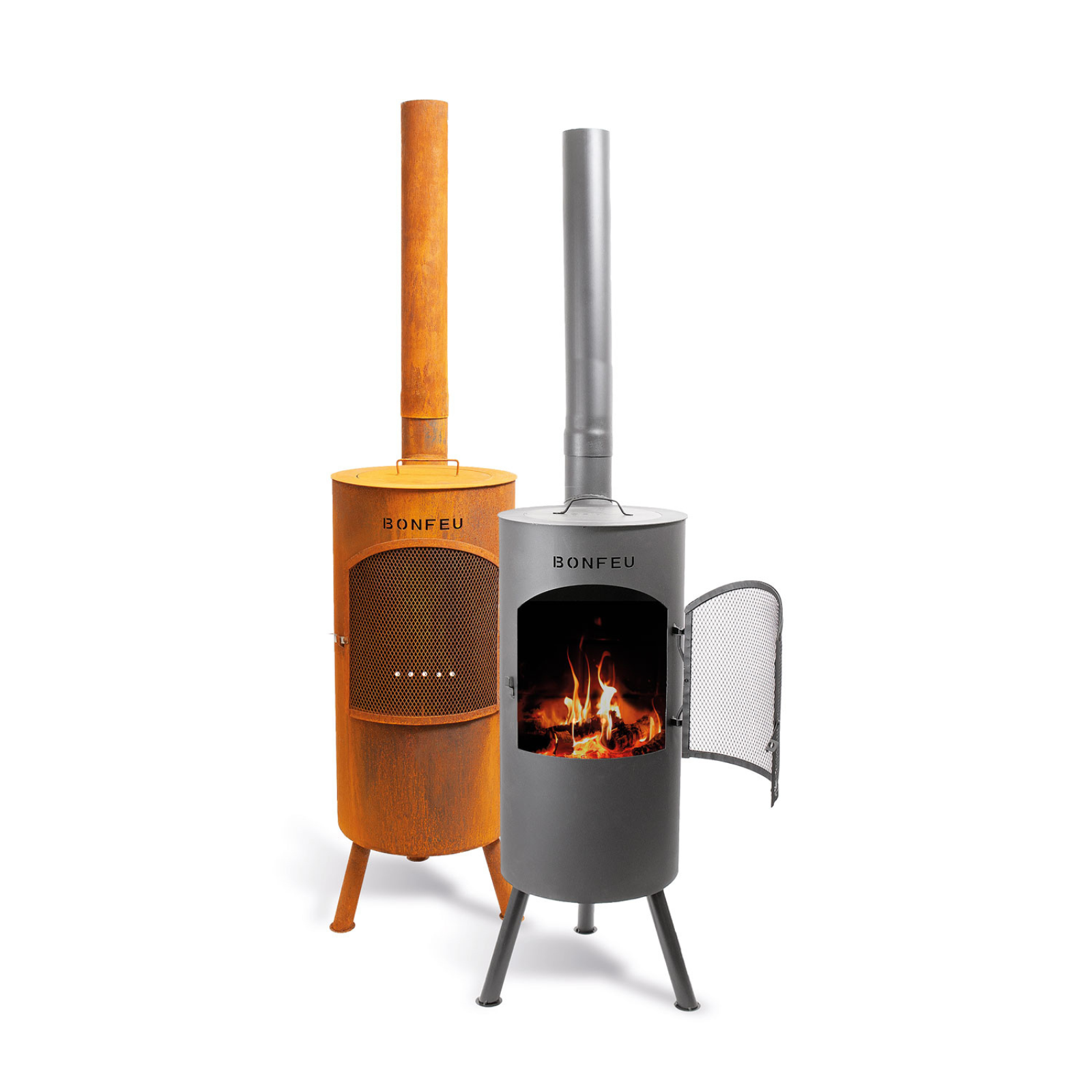 Bonfeu Bontino LP Outdoor Chiminea Fireplace - Black/Corten