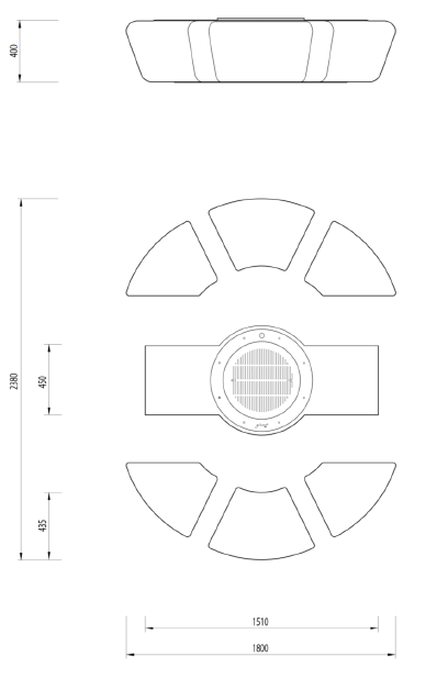 GlammFire Circus Outdoor Fire Table with Seating