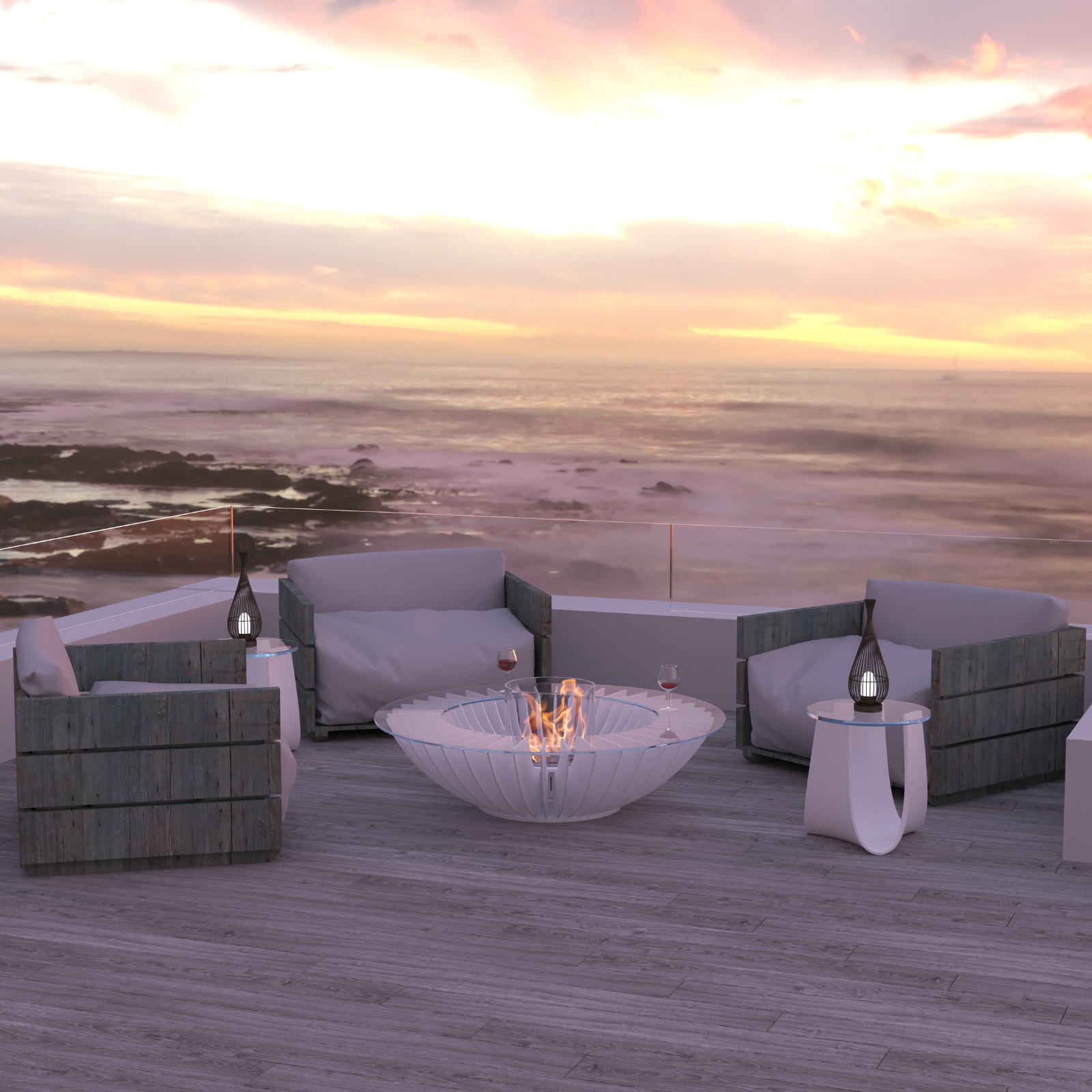 GlammFire Cosmo 13 Bioethanol/Wood Burning Fire Table