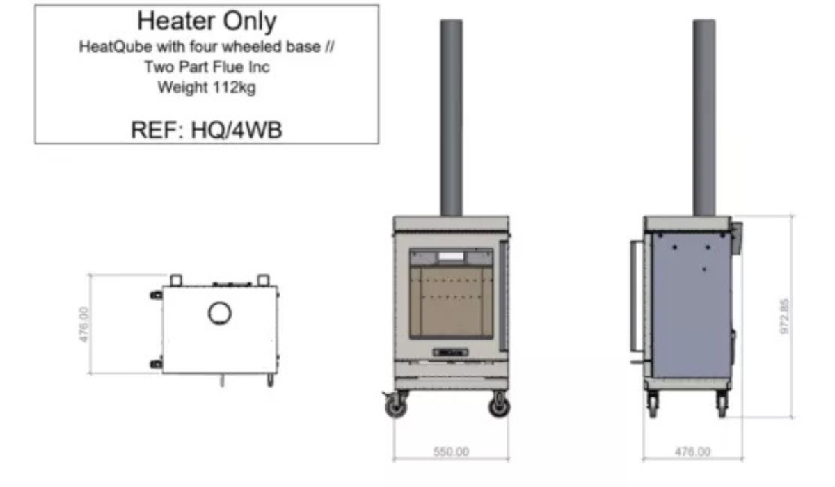 BBQube HeatQube Outdoor Wood Burning Heater With Wheels