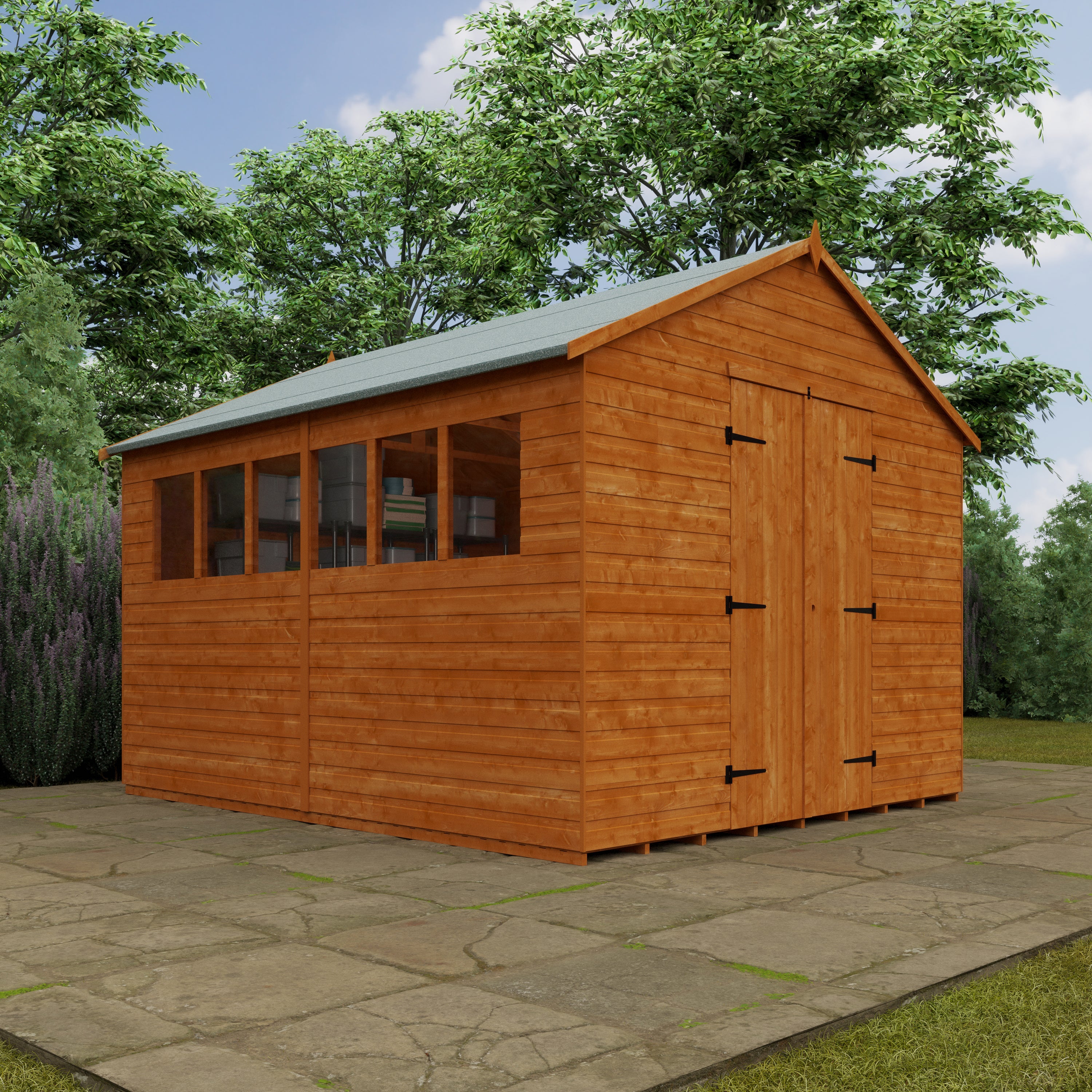 Woodlands XL Workshop Apex Garden Shed - 12ft x 10ft