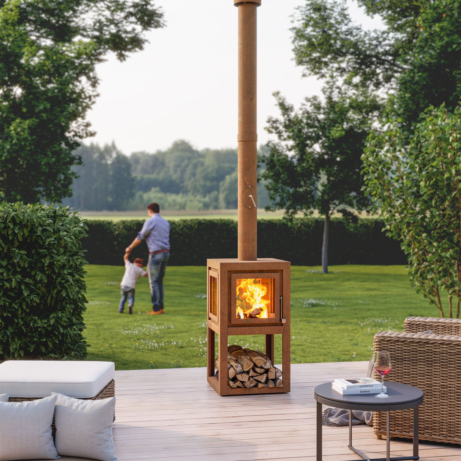 Henley Thor D12 Outdoor Wood Burning Heater - Corten Steel