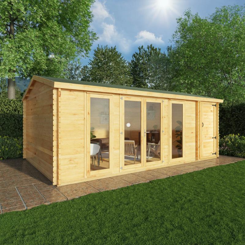 Mercia Home Office Studio With Side Shed - 6.1m x 4m (28mm-44mm) Mercia