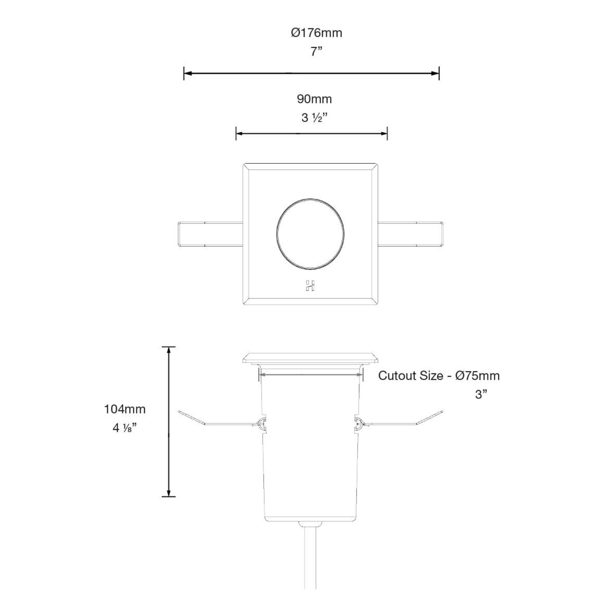 Hunza E-Lite Square With Canister (GU10) - 240V Hunza