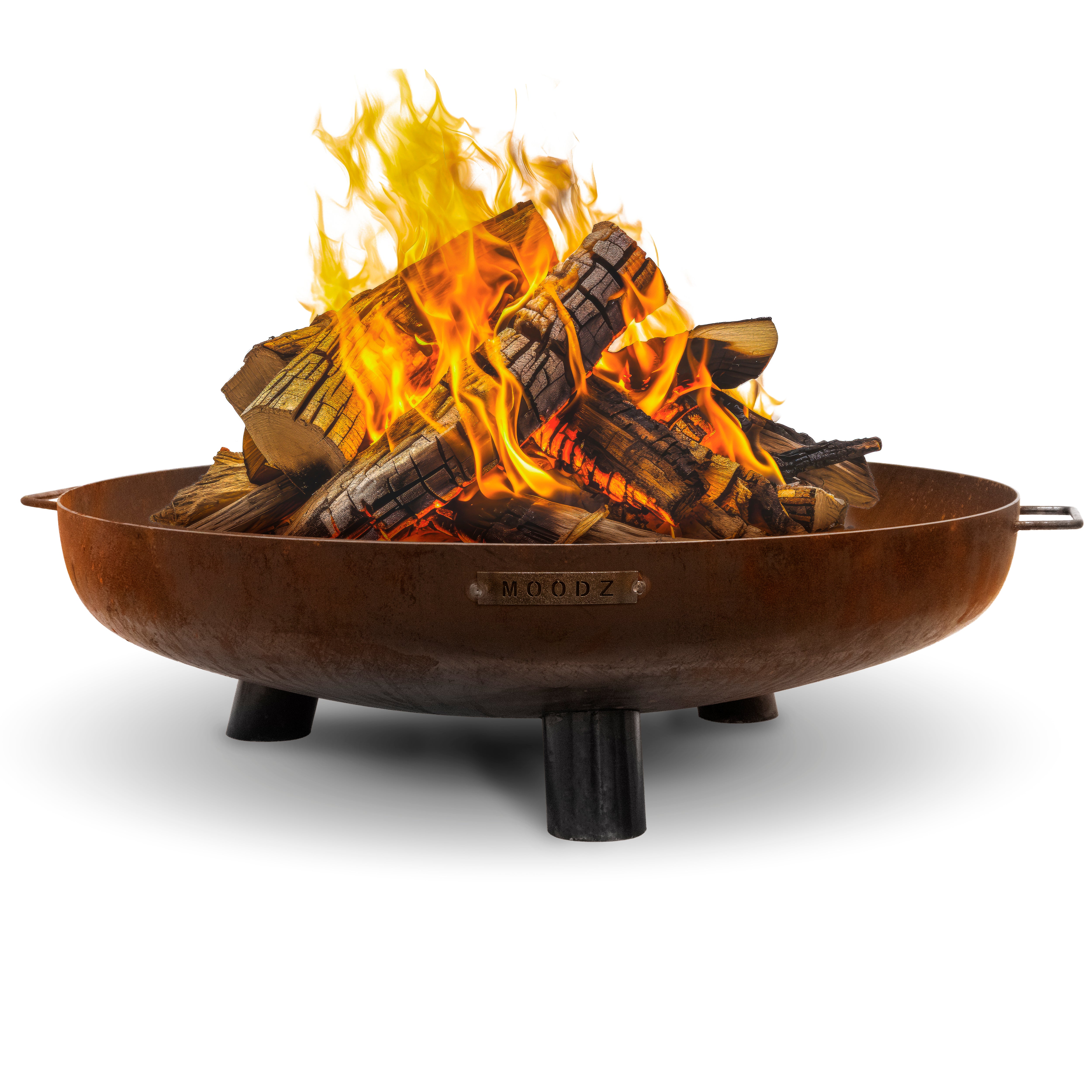MOODZ 80cm Fire Bowl With Feet & Handles - Corten Steel