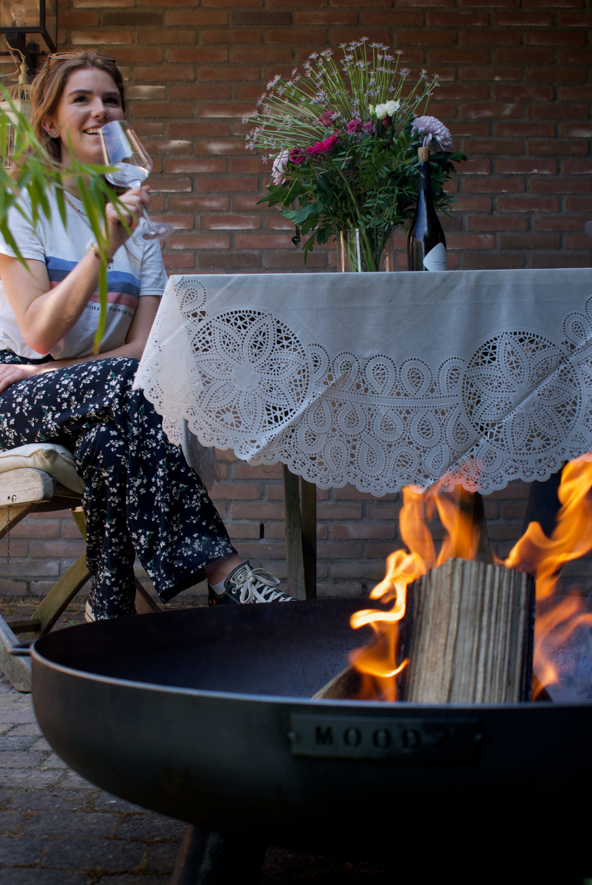 MOODZ 80cm Fire Bowl With Feet & Handles - Corten Steel