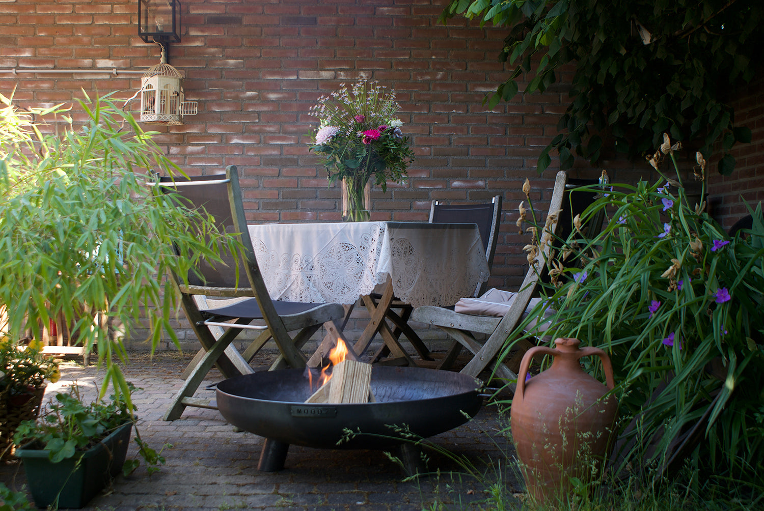 MOODZ 80cm Fire Bowl With Feet & Handles - Corten Steel