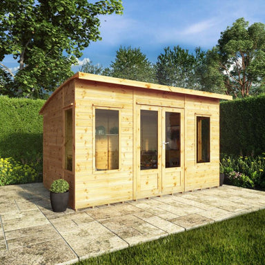 The Mercia Helios Summerhouse 12x8 foot in a sunny garden.