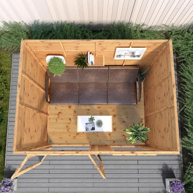 Mercia Maine Summerhouse 8x6 birds eye view with a interior decor