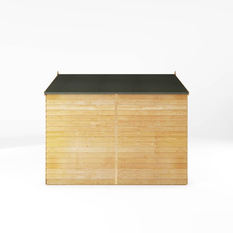 A right side view of the Mercia Overlap Apex shed 8x6 foot with a white background.