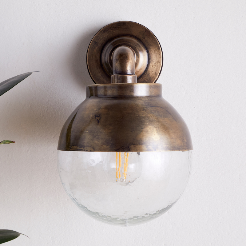 Nkuku Abeo Outdoor Wall Lamp - Antique Brass