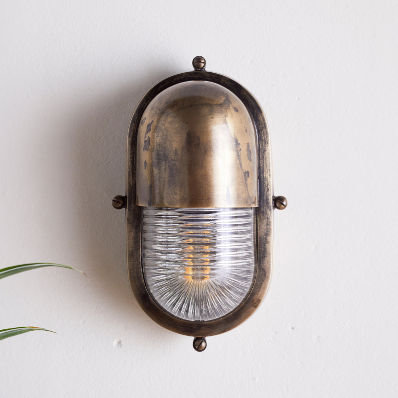 Nkuku Denaya Outdoor Wall Lamp - Antique Brass