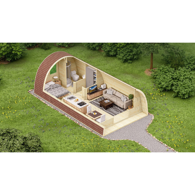 Eurovudas Pod With Bedroom Log Cabin - 4m x 6m Eurovudas
