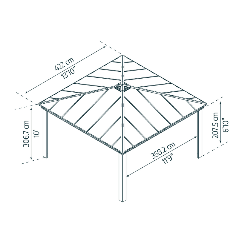 Palram-Canopia Dallas Garden Gazebo - Grey (14x14 ft) Palram-Canopia