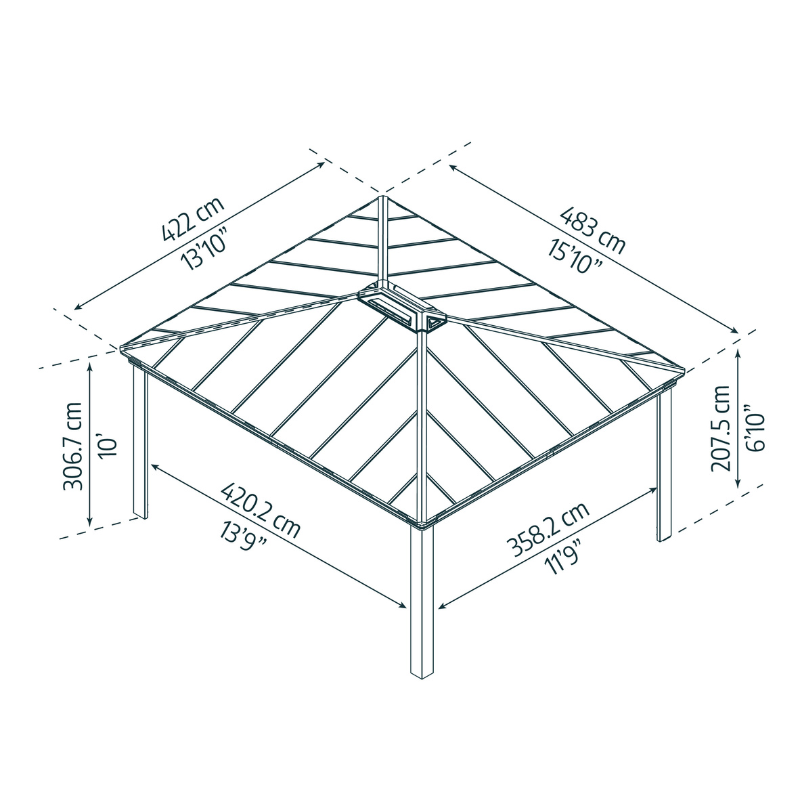 Palram-Canopia Dallas Garden Gazebo - Grey (14x16 ft) Palram-Canopia