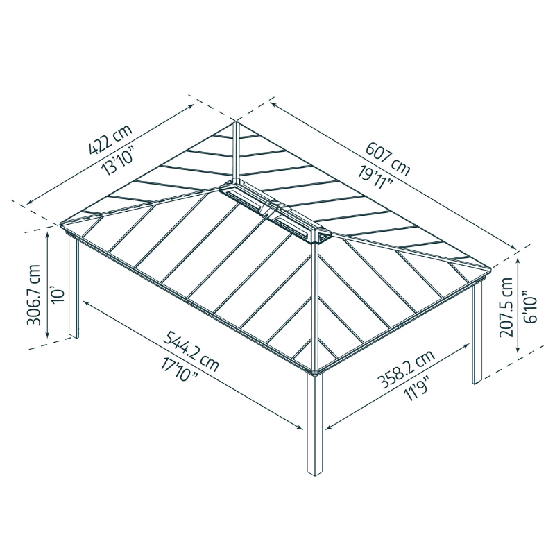 Palram-Canopia Dallas Garden Gazebo - Grey (14x20 ft) Palram-Canopia