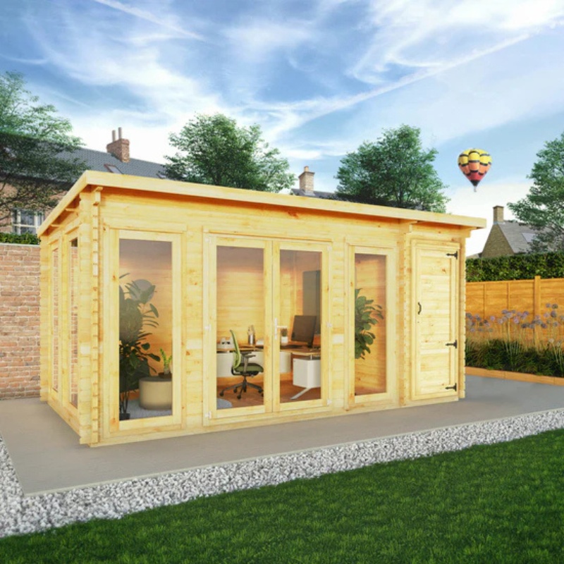 Mercia Pent Log Cabin With Side Shed - 5.1m x 3m (19mm) Mercia