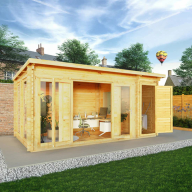 Mercia Pent Log Cabin With Side Shed - 5.1m x 3m (19mm) Mercia