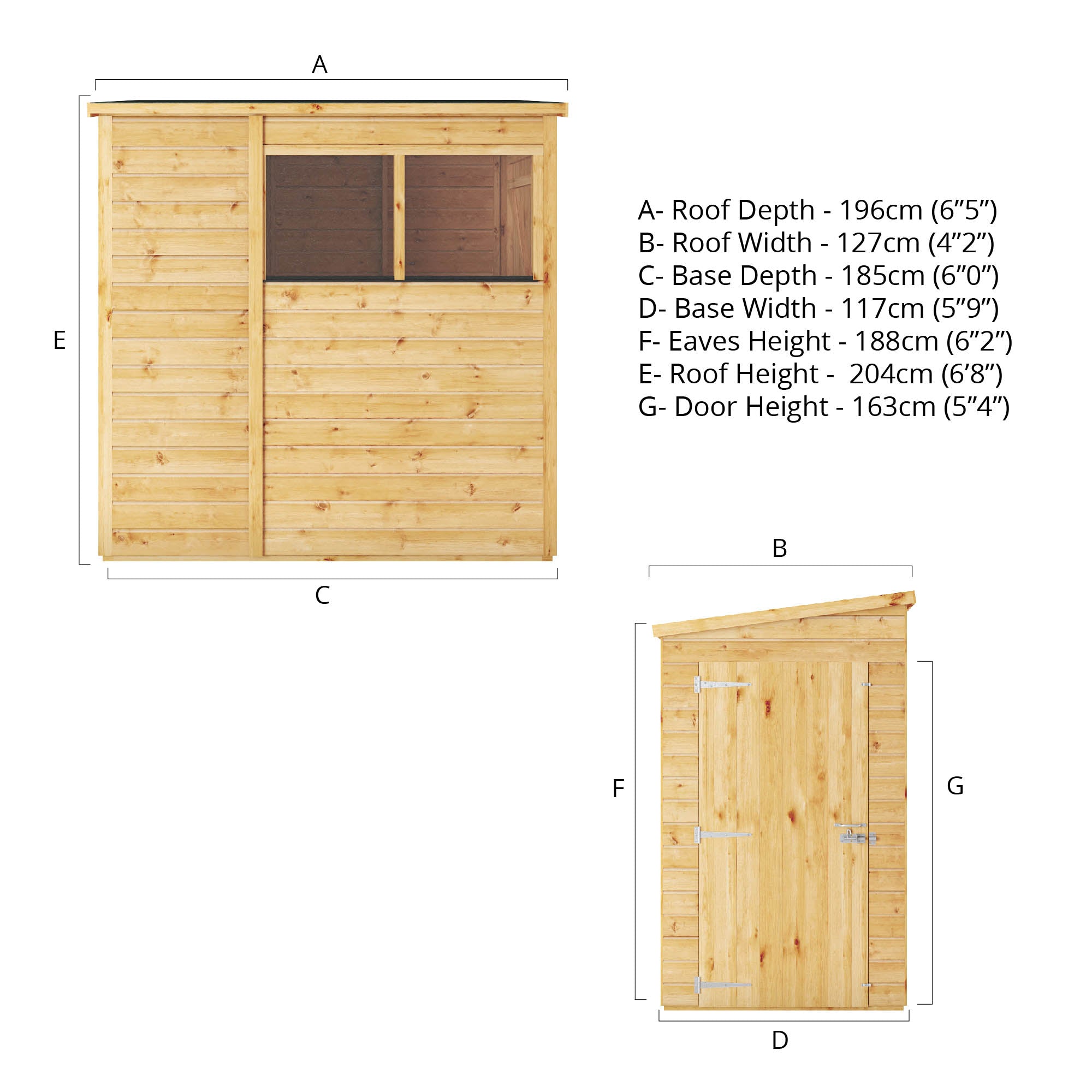 Mercia Woodsman Shiplap Pent Shed - 6ft x 4ft
