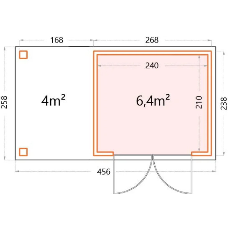 Telluria Eleganto 2724 Metal Garden Room With Small Open Lounge (15 x 8.5 ft) Telluria