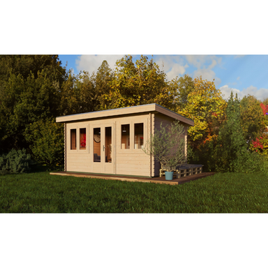 Woodpro Pent Roof Log Cabin - 4.5 x 3 Woodpro