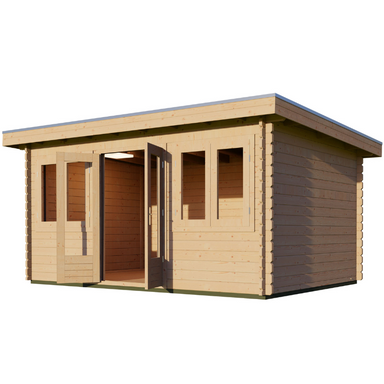 Woodpro Pent Roof Log Cabin - 4.5 x 3 Woodpro