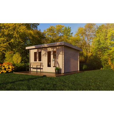 Woodpro Pent Roof Log Cabin - 4 x 3 Woodpro