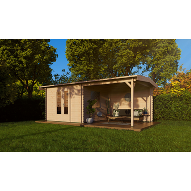 Woodpro Apex Roof Log Cabin With Canopy - 6 x 3 Woodpro