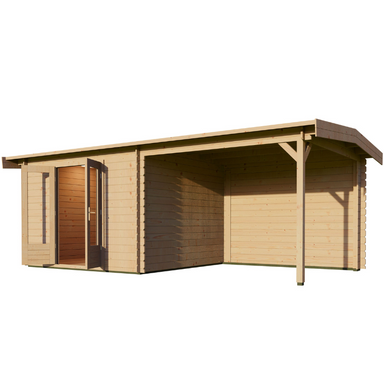 Woodpro Apex Roof Log Cabin With Canopy - 6 x 3 Woodpro