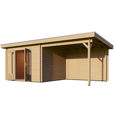 Woodpro Pent Roof Log Cabin With Canopy - 6 x 3 Woodpro