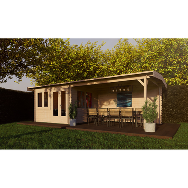 Woodpro Apex Roof Log Cabin With Canopy - 7 x 3 Woodpro
