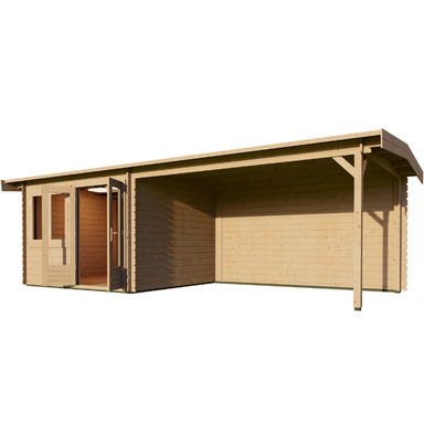 Woodpro Apex Roof Log Cabin With Canopy - 7 x 3 Woodpro