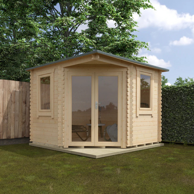 Woodlands The Bradwell Hip Corner Log Cabin - 28mm - 10 x 10 Woodlands