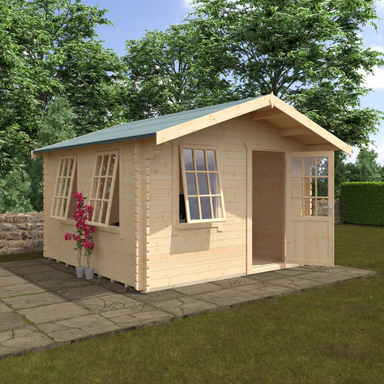 Woodlands The Carrington Apex Log Cabin - 14ft x 12ft (28/44mm) Woodlands