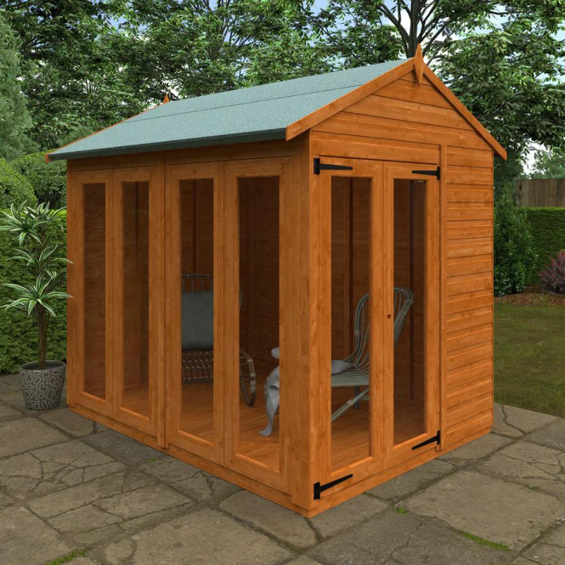 Woodlands Flex Apex Full Pane Summerhouse - 8ft x 6ft Woodlands