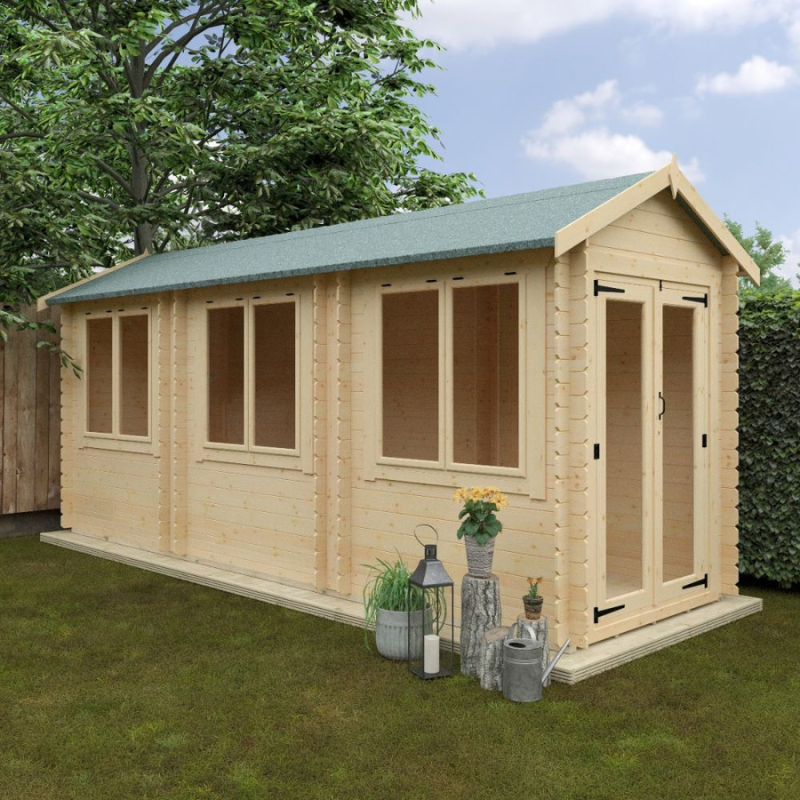 Woodlands Flex Oriana Modular Log Cabin - 18ft x 6ft (19mm) Woodlands